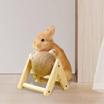 ארנב שריטה צעצוע סיסל עץ ארנב מגרד הכדור רהיטים הגנה עמיד מעץ אינטראקטיבי צעצוע עבור צ ' ינצ ' ילה ארנבים